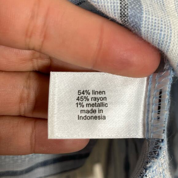 NEW Lane Bryant Off The Shoulder Top Women's Plus Size 14/16 Blue Striped Linen - Picture 11 of 11